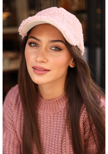 Kadın Kıvırcık Peluş Kep Şapka Rkş-07 Pudra Pudra
