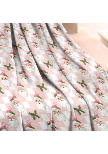 Noel Desenli Bebek Battaniyesi 40x30 İnç, Polar, Yumuşak, Hafif Ve Kalın Noel Baba Noel Kızılcık