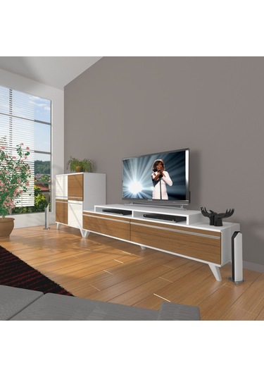 Decoraktiv Ekoflex On Mdf Retro Tv Ünitesi Tv Sehpası Beyaz - Ceviz