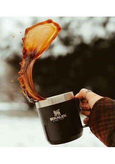 The Legendary Camp Mug Kapaklı Termos Bardak 0.35l 12oz - Matte Black Pebble Siyah