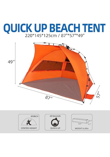 Quickup A1 Otomatik Plaj Çadırı Turuncu