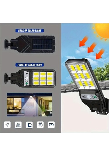 Fastbuy 1 Adet Güçlü Güneş Işığı Dış Mekan Led Duvar Lambası 3 Modlu Hareket Sensörlü Sokak Lambaları Bahçe Veranda Aydınlatm