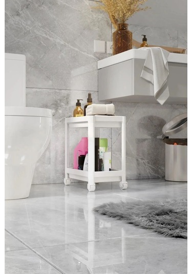 Tezgah Altı Tekerlekli Raf Ünitesi, Beyaz