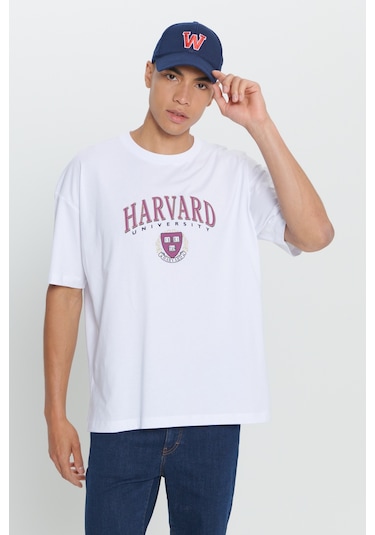 AC&Co / Altınyıldız Classics Erkek Beyaz Harvard Lisanslı Oversize Bol Kesim Baskılı Bisiklet Yaka Tişört Beyaz AC&Co / Altınyıldız Classics Erkek Beyaz Harvard Lisanslı Oversize Bol Kesim Baskılı Bisiklet Yaka Tişört Beyaz