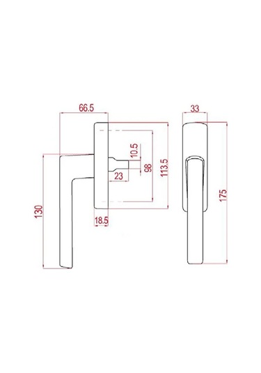 Si-aubi Eksenel Alüminyum Pencere Kolu Silver Grey Gri