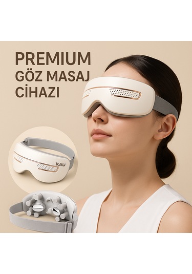 Göz Masaj Aleti Kali Taşınabilir, Isıtmalı, Soğutmalı, Bluetooth , Akapunktur Masaj Aleti Beyaz - Altın