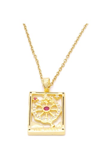 Çelik Kolye, Altın Kaplama Tarot Kadın Kolye K-118 Altın