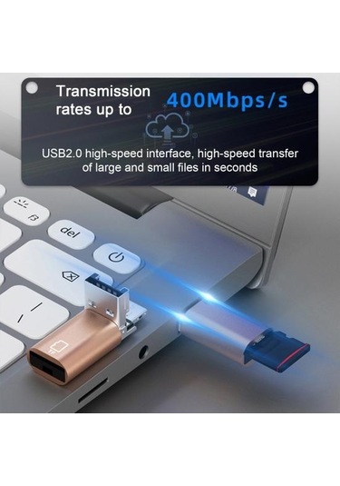 Gümüş Akıllı 2'si 1 Arada Usb Tip-c Kart Okuyucu Yüksek Hızlı Kompakt Boyut Taşınabilir Sürücü Gerekmez Evrensel Otg Tf Kart Okuyucu