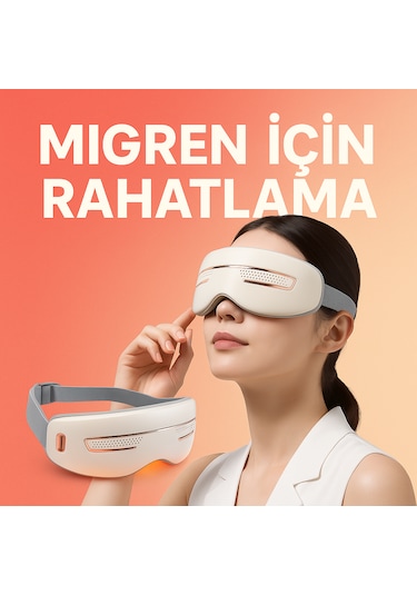Göz Masaj Aleti Kali Taşınabilir, Isıtmalı, Soğutmalı, Bluetooth , Akapunktur Masaj Aleti Beyaz - Altın