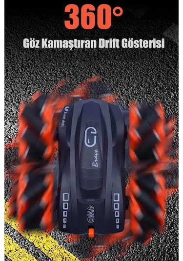 Uzaktan Kumandalı Işıklı Çok Yönlü Drift Tekerlekli Dublör Akrobat Araba Stunt Drift Car - Mavi Mavi