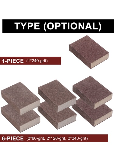 Xindoker "6'lı Zımpara Sünger Seti - 60/120/240 Kum - Ahşap & Metal Parlatma İçin"