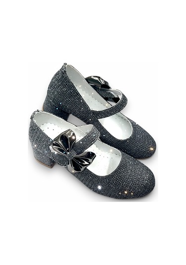 Beebron Ortopedik Topuklu Abiye Kız Çocuk Ayakkabı Shining Series Abiayk2401 Simli Antrasit Antrasit