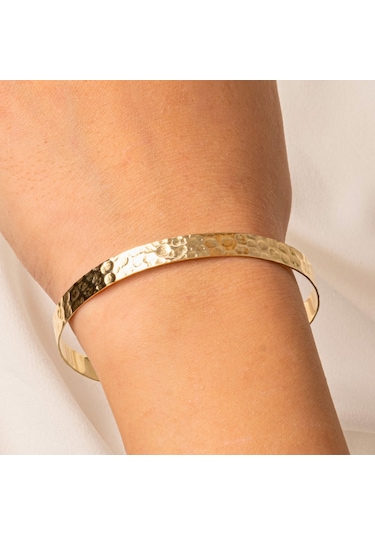 Gümüş Bilezik - Dövülü El İşçiliği Yeni Tarz Kelepçe 925 Ayar Gümüş Bilezik Gümüş