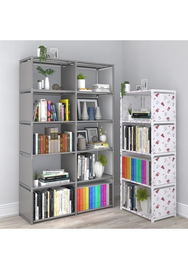 Kitaplık Depolama Rafı Basit Kitaplık Enkaz Depolama Rafı Çok Gri