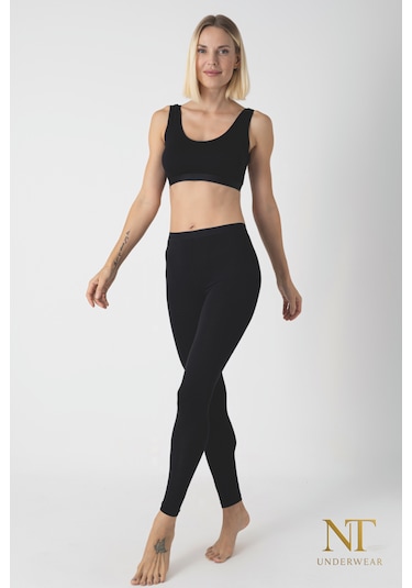 Nt Underwear Kadın Bambu Uzun Tayt Hafif, Rahat, Terletmeyen Siyah