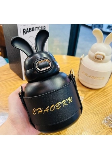 Didadodo Sevimli Tavşan Bardağı - Pembe Kulaklı Su Şişesi - Zq Pembe, Küçük Baskılı Pembe