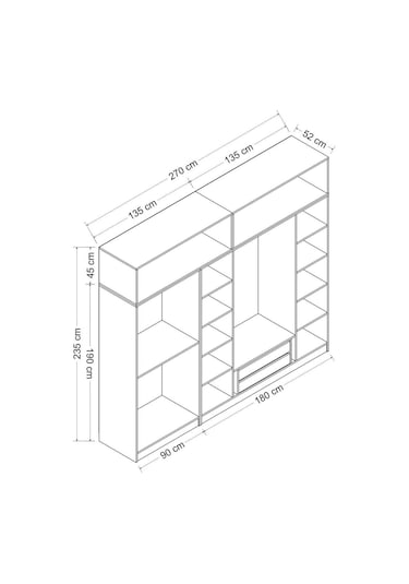 Kale 6 Kapaklı Zincir Dolap-yüklük - Beyaz 255cm