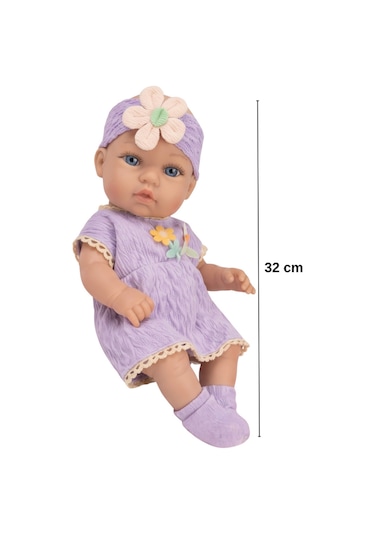Dilayda Baby Gerçekçi Reborn Oyuncak Bebek 32cm Tam Vinil Lila