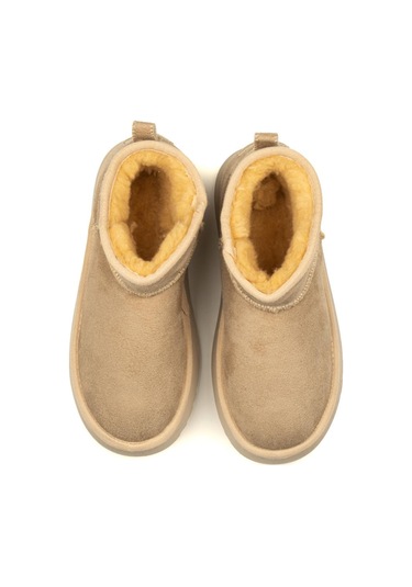 Melbourne Kışlık Kadın Kürk Detaylı Yüksek Taban Bot Bej