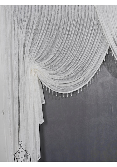 Salon Perdesi Kruvaze Tül Perde Dökümlü Gösterişli Tül Perde (382507529)