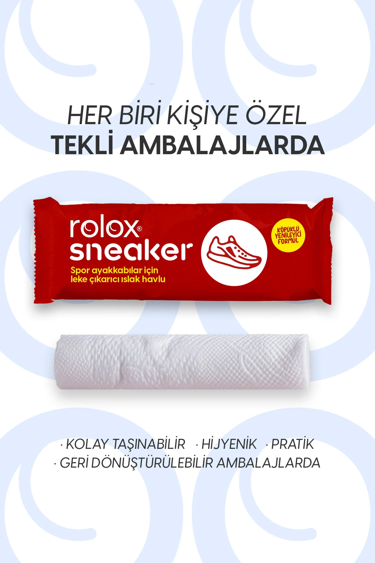 Rolox Sneaker - 50 Paket - Spor Ayakkabılar Için Leke Çıkarıcı Islak Havlu Islak Mendil