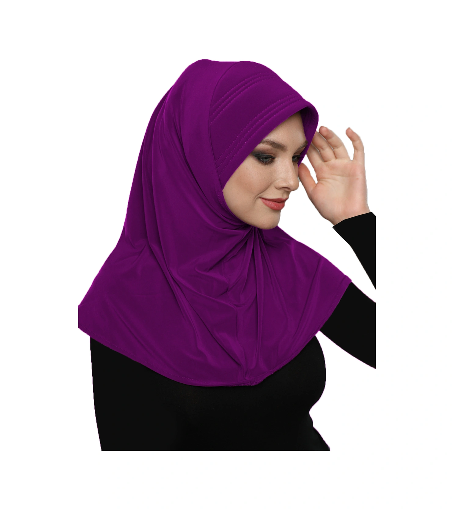 Takmatik Sade Fuşya Hazır Türban Tesettür Havuz Bonesi Namaz Örtüsü Fuşya