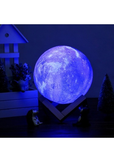 Moly 3d Baskılı Led Ay Işığı, Uzaktan Kumanda, 16 Renk, Ahşap Tutucu, Usb Şarjlı, Gökkuşağı Modeli Diğer
