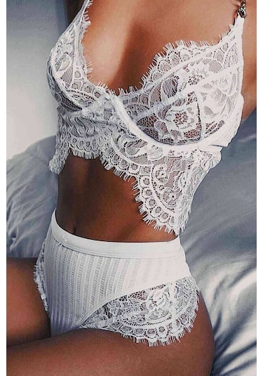 Merry See Kadın Dantelli Külot Beyaz