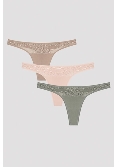 Penti Fresh Spring Dantelli 3lü Tanga Külot Çok Renkli Çok Renkli