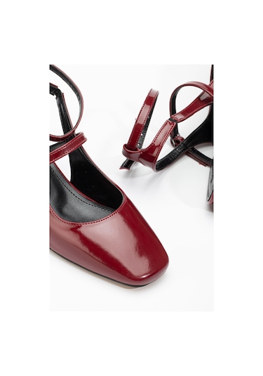 Aymood St-003 Bordo Rugan Günlük 4 Cm Topuklu Ayakkabı Bordo