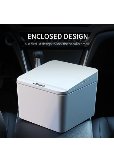 Moveevo Beyaz 6l Usb Şarjlı Oto Kapatır Entegre Kapaklı Entegre Sensörlü Masaüstü/araç İçin Çöp Kutusu Beyaz
