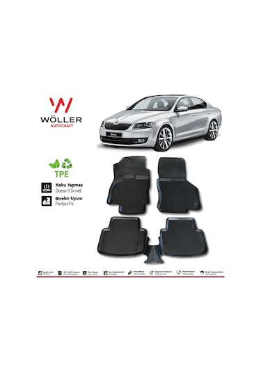 Skoda Octavia Paspas 2013 2019 Arası 3D Havuzlu Wöller Paspas