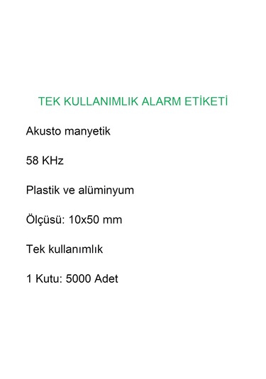 Akusto Manyetik Dr Barkodlu Alarm Etiketi 1 Koli: 5000 Adet