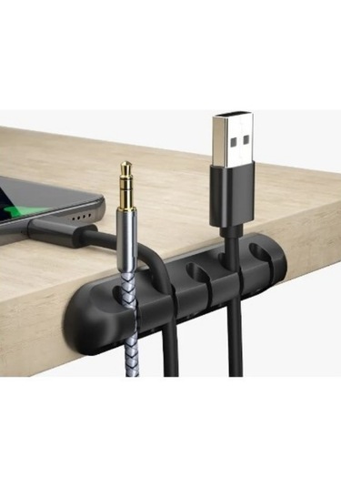 Mopal Siyah Silikon Kablo Toplayıcı 5 Kanallı Yapıs Kanlı Organizer