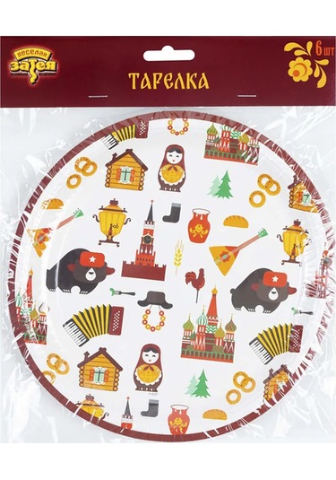 Super Prazdnik Rus Tarzı 23cm 6'lı Tek Kullanımlık Tabaklar 355097297 100 adet