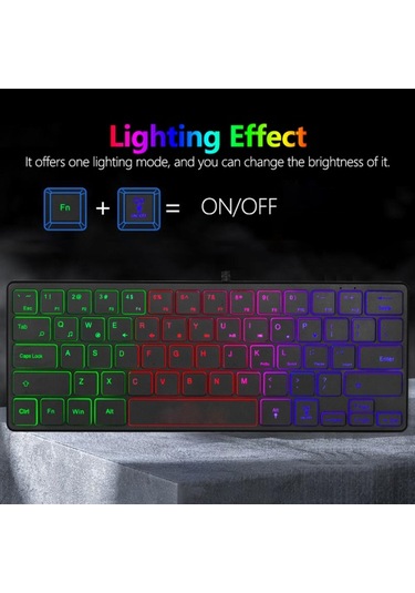 Taşınabilir Kablolu 64 Tuşlu Klavye Kompakt Film Tuş Takımı Hafif Arkadan Aydınlatmalı Klavye Bir Aydınlatma Modu Tak Ve Çalıştır, Siyah