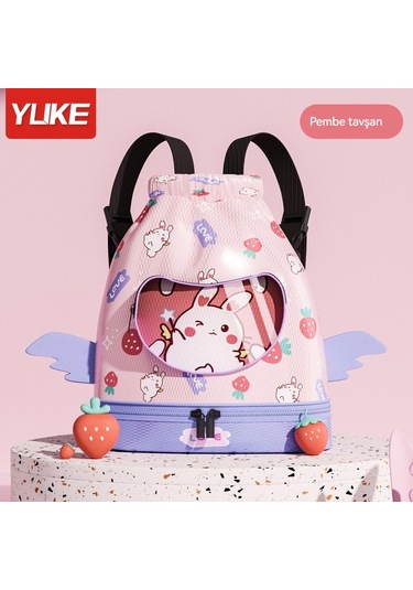 Aurora Çocuk Kuru Ve Islak Ayırma Karikatür Plaj Sırtçantasısu Geçmez Sırtçantasıpembe Tavşan Pembe