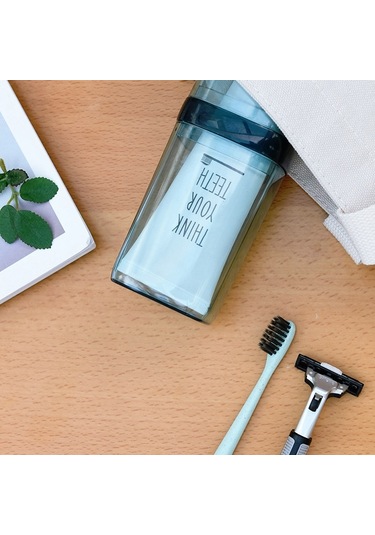 Sones Seyahat Diş Fırçası Kutusu Taşınabilir Çiftler Seti Ağız Suyu Bardağı Şeffaf Mavi Diğer