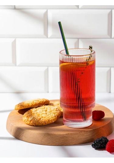 Purecrystal 6 Parça Yüksek Yüksek Cam Bardak Seti - Su Ve Meyve Suyu İçin 340750804 Beyaz