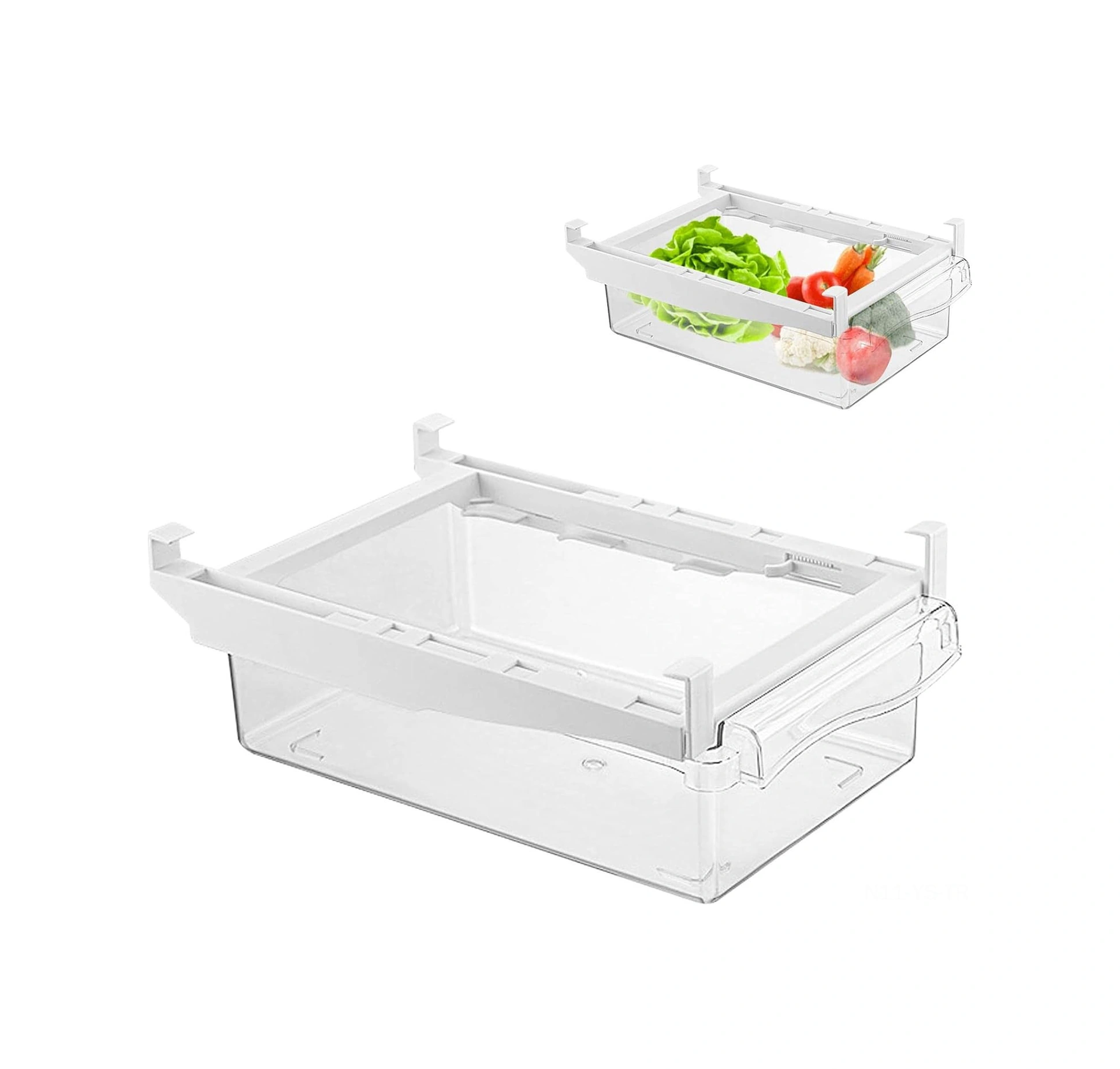 Yunboo Buzdolabı İçin Pp Materyal Transparan Seçmeli Çekmeli Dolap - Yiyecekleri Düzenle, Mekan Tasarruf Et, Kolay Erişim 30x16x8cm Şeffaf