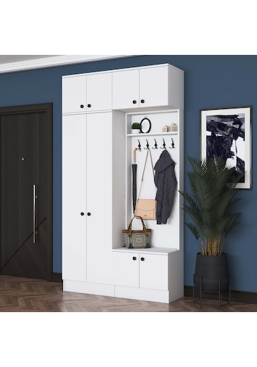 Rani Ea145 Modern Portmanto Askılı Ayakkabılık Vestiyer Beyaz
