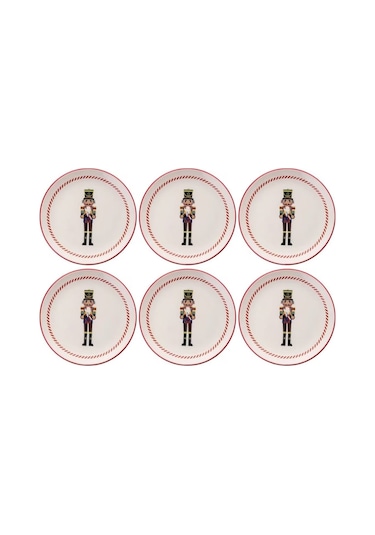 Yılbaşı Servis Tabağı Fındıkkıran Kurşun Asker 27cm 6lı Set Bej