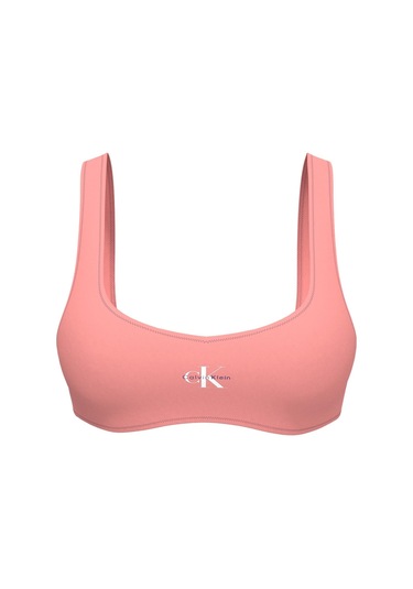 Calvin Klein Kadın Pembe Logo Detaylı Bralet Bikini Üstü-13576 Pembe