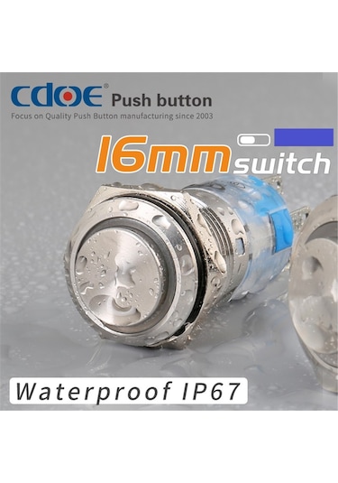 16Mm Metal Ledli Buton Paslanmaz/Çelik Ip67 Beyaz 10V-30V 5P 1No