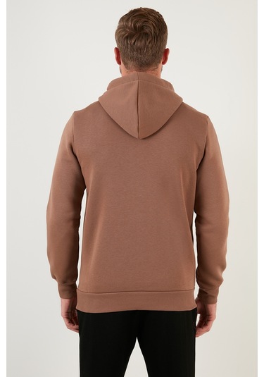 Buratti Regular Fit Kapüşonlu Kanguru Cepli Içi Tüylü Yumuşak Şardonlu Erkek Sweat 5905281 Sütlü Kahve