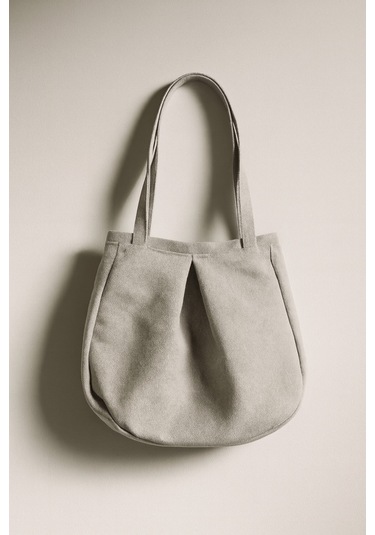 Yunusoğlu Home Gri Çok Amaçlı Premium Oversize Düz Orta Boy Kanvas Kadın El Ve Omuz Çantası Grii
