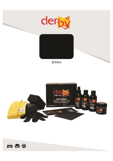 Derby Siyah Deri Döşeme Boyama Ve Onarım 4 Lü Set