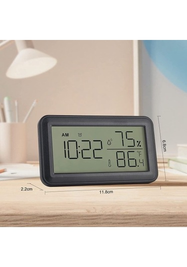 Goldenqian Termometre Higrometre Iç Mekan, Çalar Saatli, Lcd Dijital Sltyuk Siyah
