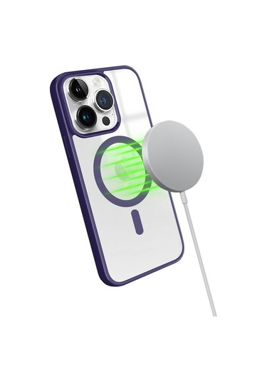 İphone 14 Pro Magsafe Özellikli Renkli Clear Case Kapak