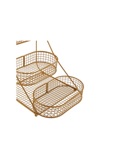 Homyl 3 Katlı Meyve Sepeti Tezgahı Büyük Kapasiteli Konteyner Altın